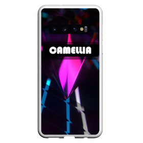 Чехол для Samsung Galaxy S10 с принтом CAMELLIA в Курске, Силикон | Область печати: задняя сторона чехла, без боковых панелей | Тематика изображения на принте: абстракция | геометрия | неоновый огонь | неоновый полосы | неоновый свет