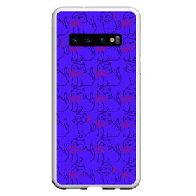 Чехол для Samsung Galaxy S10 с принтом котята фиолетовые котята в Курске, Силикон | Область печати: задняя сторона чехла, без боковых панелей | котята котенок киса киска кот кошка бантик бантики бабочка