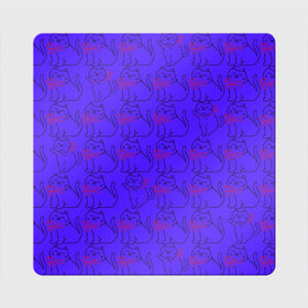 Магнит виниловый Квадрат с принтом котята, фиолетовые котята в Курске, полимерный материал с магнитным слоем | размер 9*9 см, закругленные углы | котята котенок киса киска кот кошка бантик бантики бабочка