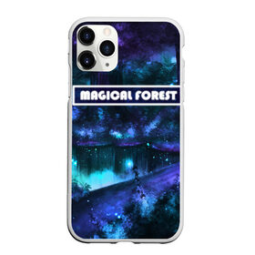 Чехол для iPhone 11 Pro Max матовый с принтом MAGICAL FOREST в Курске, Силикон |  | звездное небо | магический лес | неоновая пыль | неоновые линии | озеро ночью | отражение в озере | светлячки в лесу