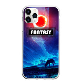 Чехол для iPhone 11 Pro Max матовый с принтом FANTASY в Курске, Силикон |  | горы | ледяные глыбы | неоновая луна | неоновая планета | неоновый свет | ночное небо | олень | фантастика | фентези