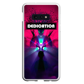 Чехол для Samsung S10E с принтом DEDICATION в Курске, Силикон | Область печати: задняя сторона чехла, без боковых панелей | иллюстрация | неоновый лучи | неоновый свет | со смыслом | существо мифическое | фантастика | фентези | человек | эпичный арт