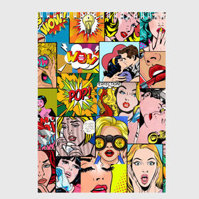 Скетчбук с принтом Pop Art в Курске, 100% бумага
 | 48 листов, плотность листов — 100 г/м2, плотность картонной обложки — 250 г/м2. Листы скреплены сверху удобной пружинной спиралью | pop art | wow | девушки | искусство | поп арт | стиль