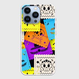 Чехол для iPhone 13 Pro с принтом Color pattern в Курске,  |  | Тематика изображения на принте: flower | hat | hipster | skull | узор | хипстер | цветок | череп | шляпа