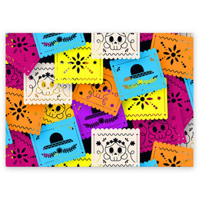 Поздравительная открытка с принтом Color pattern в Курске, 100% бумага | плотность бумаги 280 г/м2, матовая, на обратной стороне линовка и место для марки
 | flower | hat | hipster | skull | узор | хипстер | цветок | череп | шляпа