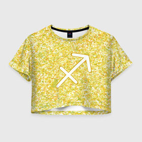 Женская футболка Crop-top 3D с принтом Романтичный стрелец - 3 в Курске, 100% полиэстер | круглая горловина, длина футболки до линии талии, рукава с отворотами | Тематика изображения на принте: 
