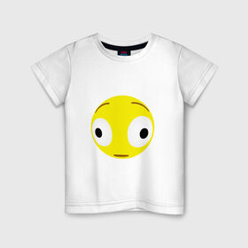 Детская футболка хлопок с принтом Проклятый эмодзи в Курске, 100% хлопок | круглый вырез горловины, полуприлегающий силуэт, длина до линии бедер | Тематика изображения на принте: cursed | emoji | смайл | удивление | эмодзи