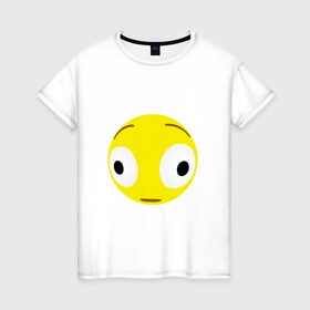 Женская футболка хлопок с принтом Проклятый эмодзи в Курске, 100% хлопок | прямой крой, круглый вырез горловины, длина до линии бедер, слегка спущенное плечо | Тематика изображения на принте: cursed | emoji | смайл | удивление | эмодзи