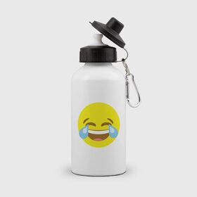 Бутылка спортивная с принтом Эмоджи смех в Курске, металл | емкость — 500 мл, в комплекте две пластиковые крышки и карабин для крепления | cursed | emoji | ржака | смайл | смех | эмодзи