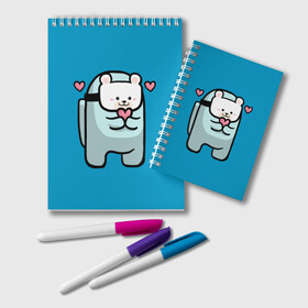 Блокнот с принтом Nyan Cat (Among Us) в Курске, 100% бумага | 48 листов, плотность листов — 60 г/м2, плотность картонной обложки — 250 г/м2. Листы скреплены удобной пружинной спиралью. Цвет линий — светло-серый
 | among | among us | cat | cats | crewmate | game | impistor | nyan | space | us | vote | выживший | игра | космос | кот | котейка | котэ | кошка | кэт | невиновный | нян | предатель | самозванец | сердечки | сердечко | сердца | сердце