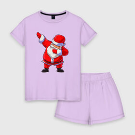 Женская пижама с шортиками хлопок с принтом Санта Клаус dub в Курске, 100% хлопок | футболка прямого кроя, шорты свободные с широкой мягкой резинкой | 