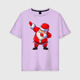 Женская футболка хлопок Oversize с принтом Санта Клаус dub в Курске, 100% хлопок | свободный крой, круглый ворот, спущенный рукав, длина до линии бедер
 | 