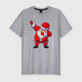 Мужская футболка хлопок Slim с принтом Санта Клаус dub в Курске, 92% хлопок, 8% лайкра | приталенный силуэт, круглый вырез ворота, длина до линии бедра, короткий рукав | 