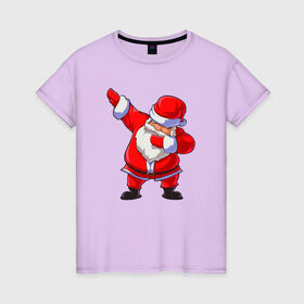 Женская футболка хлопок с принтом Санта Клаус dub в Курске, 100% хлопок | прямой крой, круглый вырез горловины, длина до линии бедер, слегка спущенное плечо | 