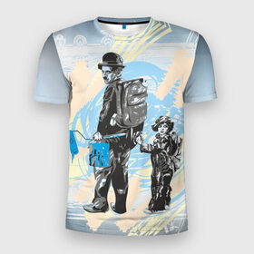 Мужская футболка 3D спортивная с принтом Чарли в Курске, 100% полиэстер с улучшенными характеристиками | приталенный силуэт, круглая горловина, широкие плечи, сужается к линии бедра | art | арт | графика | колор | чарли чаплин