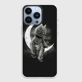 Чехол для iPhone 13 Pro с принтом Котик на луне в Курске,  |  | cat | likee | tik tok | астронавт | вселенная | галактика | грозовой кошак | дым | звезда | космос | кот | кот в космосе | кот на луне | котик | кошак | кошечка | кошка | лайки | луна | милый кот | мур | мяу | облако