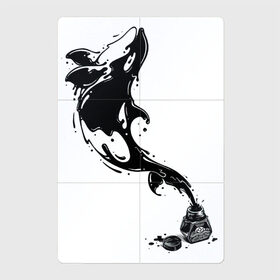 Магнитный плакат 2Х3 с принтом Чернильная касатка в Курске, Полимерный материал с магнитным слоем | 6 деталей размером 9*9 см | Тематика изображения на принте: арт | белый | капли | капля | касатка | рисунок | чернила | чернильный рисунок | чёрный
