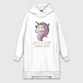 Платье-худи хлопок с принтом Единорог в Курске,  |  | 2021 | animal | awesome | unicorn | животные | конь | лошадь | пони | радуга