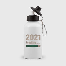 Бутылка спортивная с принтом 2021 - Загрузка в Курске, металл | емкость — 500 мл, в комплекте две пластиковые крышки и карабин для крепления | 
