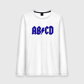 Мужской лонгслив хлопок с принтом ABCD надпись в Курске, 100% хлопок |  | abcd | ac dc | acdc | band | logo | metal | music | rock | алфавит | буквы | имитация | леттеринг | лого | металл | музыка | надпись | пародия | рок | синий