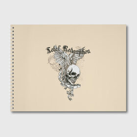 Альбом для рисования с принтом Крылатый череп в Курске, 100% бумага
 | матовая бумага, плотность 200 мг. | Тематика изображения на принте: красивый шрифт | крылья | перья | череп | череп с крыльями.