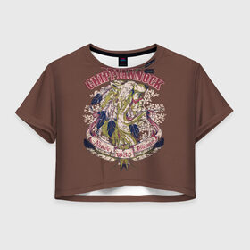 Женская футболка Crop-top 3D с принтом Индеец в волчьей шкуре в Курске, 100% полиэстер | круглая горловина, длина футболки до линии талии, рукава с отворотами | индеец | индеец с перьями | индейское племя. | перья | ретро | стрелы