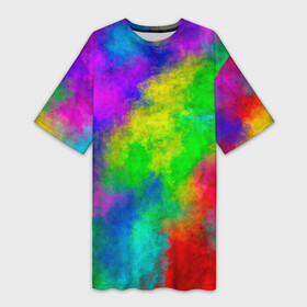 Платье-футболка 3D с принтом Multicolored в Курске,  |  | abstract | colorful | holi | neon | pattern | rainbow | texture | абстракция | граффити | дым | искусство | кислота | кислотный | краска | красочный | микс | неоновый | облака | радуга | радужный | текстура | туман | узор | холи