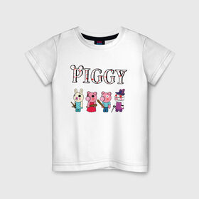 Детская футболка хлопок с принтом ROBLOX PIGGY в Курске, 100% хлопок | круглый вырез горловины, полуприлегающий силуэт, длина до линии бедер | piggy | roblox | roblox games | roblox piggy | игра роблокс | пигги. | роблокс | роблокс пигги | робукс