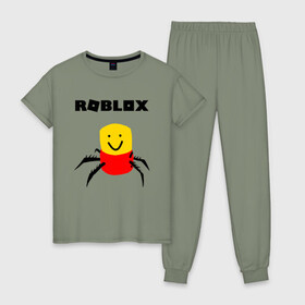 Женская пижама хлопок с принтом ROBLOX в Курске, 100% хлопок | брюки и футболка прямого кроя, без карманов, на брюках мягкая резинка на поясе и по низу штанин | piggy | roblox | roblox games | roblox piggy | игра роблокс | пигги. | роблокс | роблокс пигги | робукс