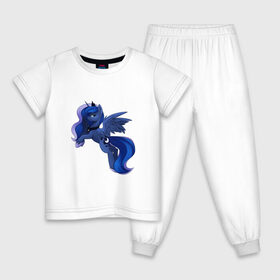 Детская пижама хлопок с принтом Принцесса Луна в Курске, 100% хлопок |  брюки и футболка прямого кроя, без карманов, на брюках мягкая резинка на поясе и по низу штанин
 | Тематика изображения на принте: арт | луна | рисунок | сон