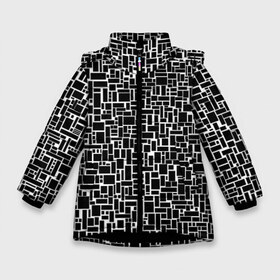 Зимняя куртка для девочек 3D с принтом Геометрия ЧБ Black & white в Курске, ткань верха — 100% полиэстер; подклад — 100% полиэстер, утеплитель — 100% полиэстер. | длина ниже бедра, удлиненная спинка, воротник стойка и отстегивающийся капюшон. Есть боковые карманы с листочкой на кнопках, утяжки по низу изделия и внутренний карман на молнии. 

Предусмотрены светоотражающий принт на спинке, радужный светоотражающий элемент на пуллере молнии и на резинке для утяжки. | black  white | геометрия | прямоугольники | текстуры | чб