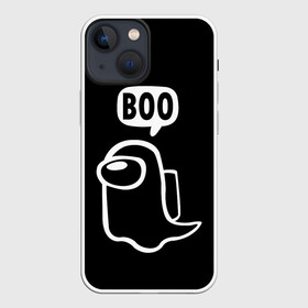 Чехол для iPhone 13 mini с принтом BOO (Among Us) в Курске,  |  | among | among us | boo | crewmate | game | ghost | impistor | space | us | vote | бу | буу | выживший | игра | космос | невиновный | предатель | приведение | призрак | самозванец