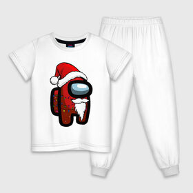 Детская пижама хлопок с принтом Among Us в Курске, 100% хлопок |  брюки и футболка прямого кроя, без карманов, на брюках мягкая резинка на поясе и по низу штанин
 | Тематика изображения на принте: 2021 | 21 | 2k21 | among | among us | christmas | crewmate | game | impistor | new | santa | snow | space | us | vote | year | выживший | год | дед | игра | клаус | космос | мороз | невиновный | новый | предатель | рождество | самозванец | сант