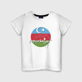 Детская футболка хлопок с принтом Азербайджан в Курске, 100% хлопок | круглый вырез горловины, полуприлегающий силуэт, длина до линии бедер | Тематика изображения на принте: azerbaijan | baku | азер | азербайджан | баку | герб | страна | флаг