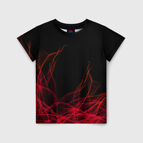 Детская футболка 3D с принтом Fiber в Курске, 100% гипоаллергенный полиэфир | прямой крой, круглый вырез горловины, длина до линии бедер, чуть спущенное плечо, ткань немного тянется | abstraction | art | background | fiber | thread | абстракция | арт | волокно | нить | фон