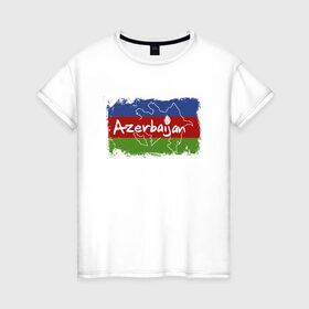 Женская футболка хлопок с принтом Азербайджан в Курске, 100% хлопок | прямой крой, круглый вырез горловины, длина до линии бедер, слегка спущенное плечо | azerbaijan | baku | азер | азербайджан | баку | герб | страна | флаг
