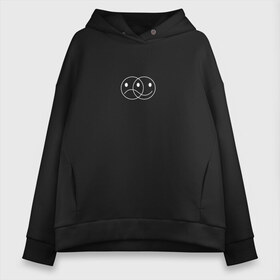 Женское худи Oversize хлопок с принтом Sad Happy в Курске, френч-терри — 70% хлопок, 30% полиэстер. Мягкий теплый начес внутри —100% хлопок | боковые карманы, эластичные манжеты и нижняя кромка, капюшон на магнитной кнопке | 