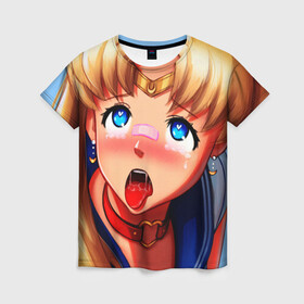 Женская футболка 3D с принтом SAILOR MOON AHEGAO в Курске, 100% полиэфир ( синтетическое хлопкоподобное полотно) | прямой крой, круглый вырез горловины, длина до линии бедер | ahegao | anime | sailor moon | sailor moon ahegao | аниме | ахегао | сейлор мун | сейлор мун ахегао | сэйлор мун