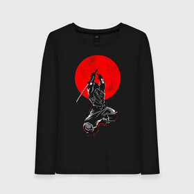 Женский лонгслив хлопок с принтом Samurai в Курске, 100% хлопок |  | art | katana | man | ninja | red moon | samurai | арт | катана | красная луна | ниндзя | самурай | человек