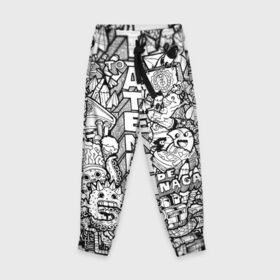 Детские брюки 3D с принтом Doodle граффити в Курске, 100% полиэстер | манжеты по низу, эластичный пояс регулируется шнурком, по бокам два кармана без застежек, внутренняя часть кармана из мелкой сетки | doodle | graffiti | граффити | дудл | чб