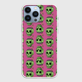 Чехол для iPhone 13 Pro Max с принтом Pattern в Курске,  |  | brain | jaw | orbits | pattern | skull | straw | глазницы | мозг | пасть | трубочка | узор | череп