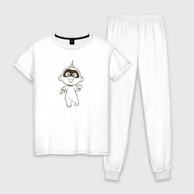 Женская пижама хлопок с принтом Суперсемейка в Курске, 100% хлопок | брюки и футболка прямого кроя, без карманов, на брюках мягкая резинка на поясе и по низу штанин | disney | pixar | the incredibles | vdkimel | дисней | пиксар | суперсемейка