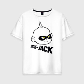 Женская футболка хлопок Oversize с принтом Jack-Jack в Курске, 100% хлопок | свободный крой, круглый ворот, спущенный рукав, длина до линии бедер
 | Тематика изображения на принте: disney | pixar | the incredibles | vdkimel | дисней | пиксар | суперсемейка