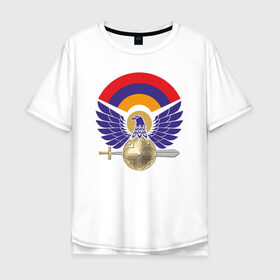 Мужская футболка хлопок Oversize с принтом Армения в Курске, 100% хлопок | свободный крой, круглый ворот, “спинка” длиннее передней части | armenia | арарат | армения | армянин | герб | горы | гранат | лев | орнамент | снг | ссср | страна | узор | флаг | шашлык