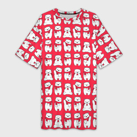 Платье-футболка 3D с принтом Мишки в шарфиках в Курске,  |  | 2021 | белый | белый медведь | белый мишка | год | детская | животные | звери | красная футболка | медведи | медведь | мишка | мишка в шарфике | мишки | на новый год | новый | новый год | подарок | праздник