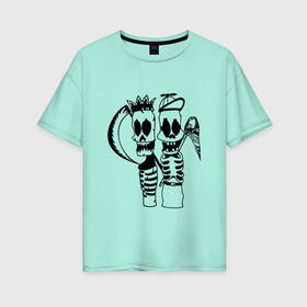 Женская футболка хлопок Oversize с принтом Черепушки в Курске, 100% хлопок | свободный крой, круглый ворот, спущенный рукав, длина до линии бедер
 | bones | goth | humor | paraphernalia | skeleton | skull | атрибутика | гот | кости | рок | скелет | череп | юмор