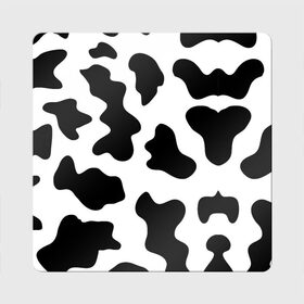 Магнит виниловый Квадрат с принтом Му-му в Курске, полимерный материал с магнитным слоем | размер 9*9 см, закругленные углы | абстракция | бык | кожа коровы | корова | му му | пятна | черно белое | черно белые пятна