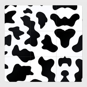 Магнитный плакат 3Х3 с принтом Му-му в Курске, Полимерный материал с магнитным слоем | 9 деталей размером 9*9 см | абстракция | бык | кожа коровы | корова | му му | пятна | черно белое | черно белые пятна