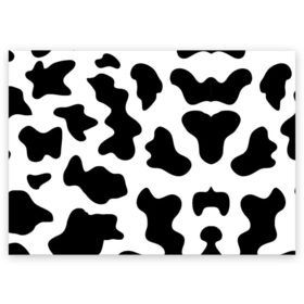 Поздравительная открытка с принтом Му-му в Курске, 100% бумага | плотность бумаги 280 г/м2, матовая, на обратной стороне линовка и место для марки
 | абстракция | бык | кожа коровы | корова | му му | пятна | черно белое | черно белые пятна