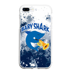 Чехол для iPhone 7Plus/8 Plus матовый с принтом BABY SHARK БЭБИ ШАРК в Курске, Силикон | Область печати: задняя сторона чехла, без боковых панелей | baby shark | babysharkchallenge | shark | акула baby shark | акуленок | аула | бэби шарк | песня